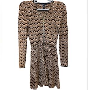 INC International Concepts Brown Chevron Long Sleeve Dress